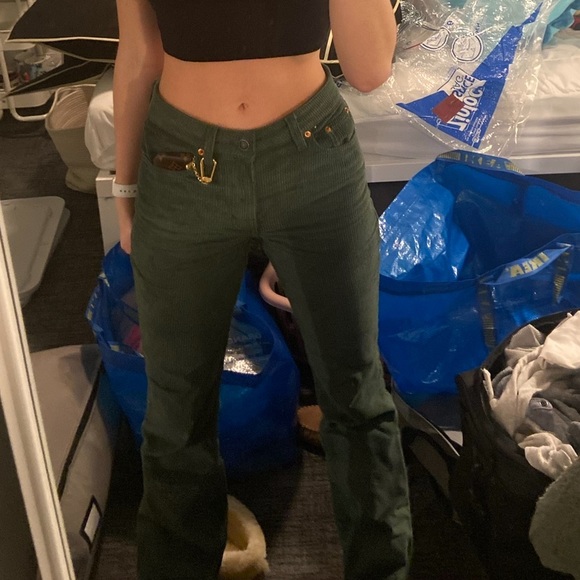 Motel Rocks x Olivia Neill Bootleg Jeans in Cord Green - Picture 6 of 16